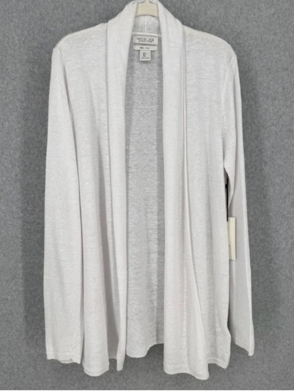 Rachel Zoe White Open Knit Linen Cardigan Sweater White Beachy Sheer Women’s LG